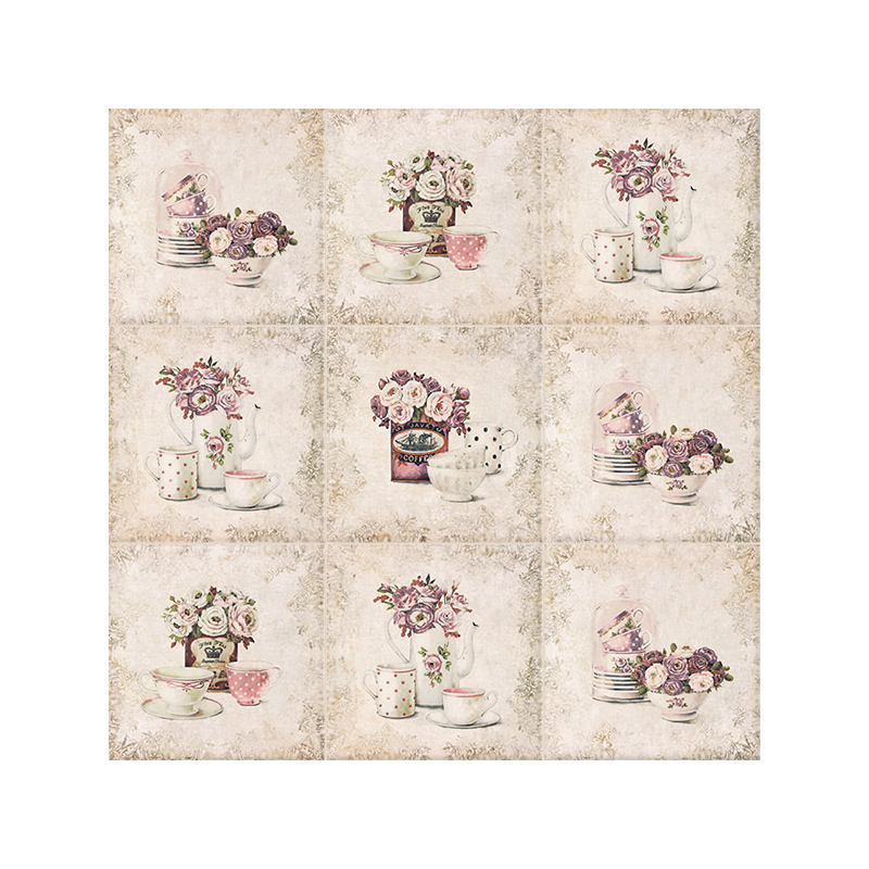 Décor Solferino beige satiné 20X20 cm carrelage Effet Pierre