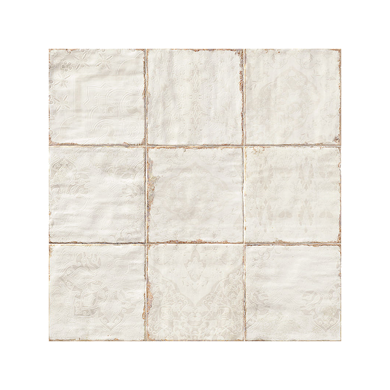 Décor Tirreno blanc satiné 20X20 cm carrelage Effet Traditionnel