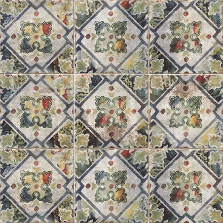 Décor Savona multicouleur satiné 20X20 cm carrelage Effet Traditionnel M-220