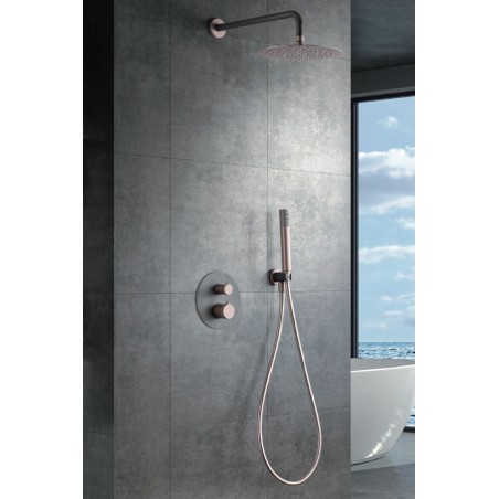 Imex set de douche thermostatique encastré série Line coloris gris mat et champagne