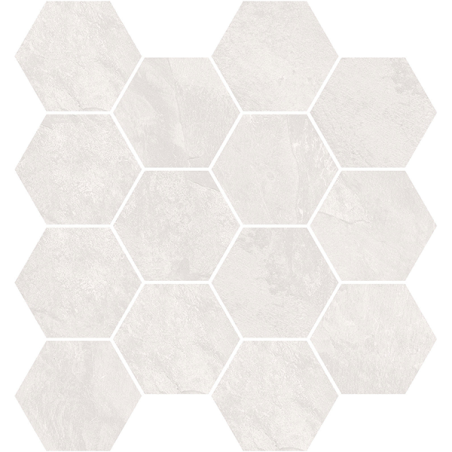 Mosaïque Grand Canyon hexagonale blanc mat 28,3X26,5 cm carrelage Effet Pierre