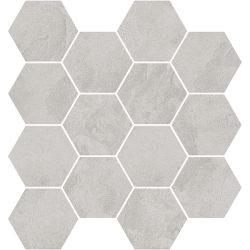 Mosaïque Grand Canyon hexagonale argenté mat 28,3X26,5 cm carrelage Effet Pierre