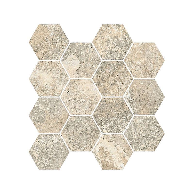 Mosaïque Ardesia hexagonale sable mat 28,3X26,5 cm Effet Pierre