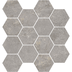 Mosaïque Tempo hexagonale ash mat 28,3X26,5 cm Effet Pierre