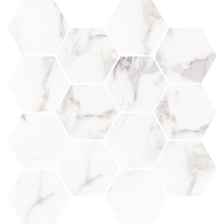 Mosaïque Platina hexagonale blanc poli 28,3X26,5 cm Effet Marbre