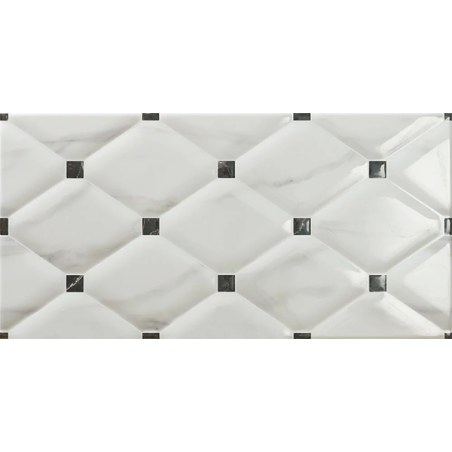 Décor Azur blanc brillant 25X50 cm carrelage Effet Marbre